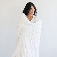 Double Ruched Faux Fur XL Throw Blankets by Saranoni, product image 6