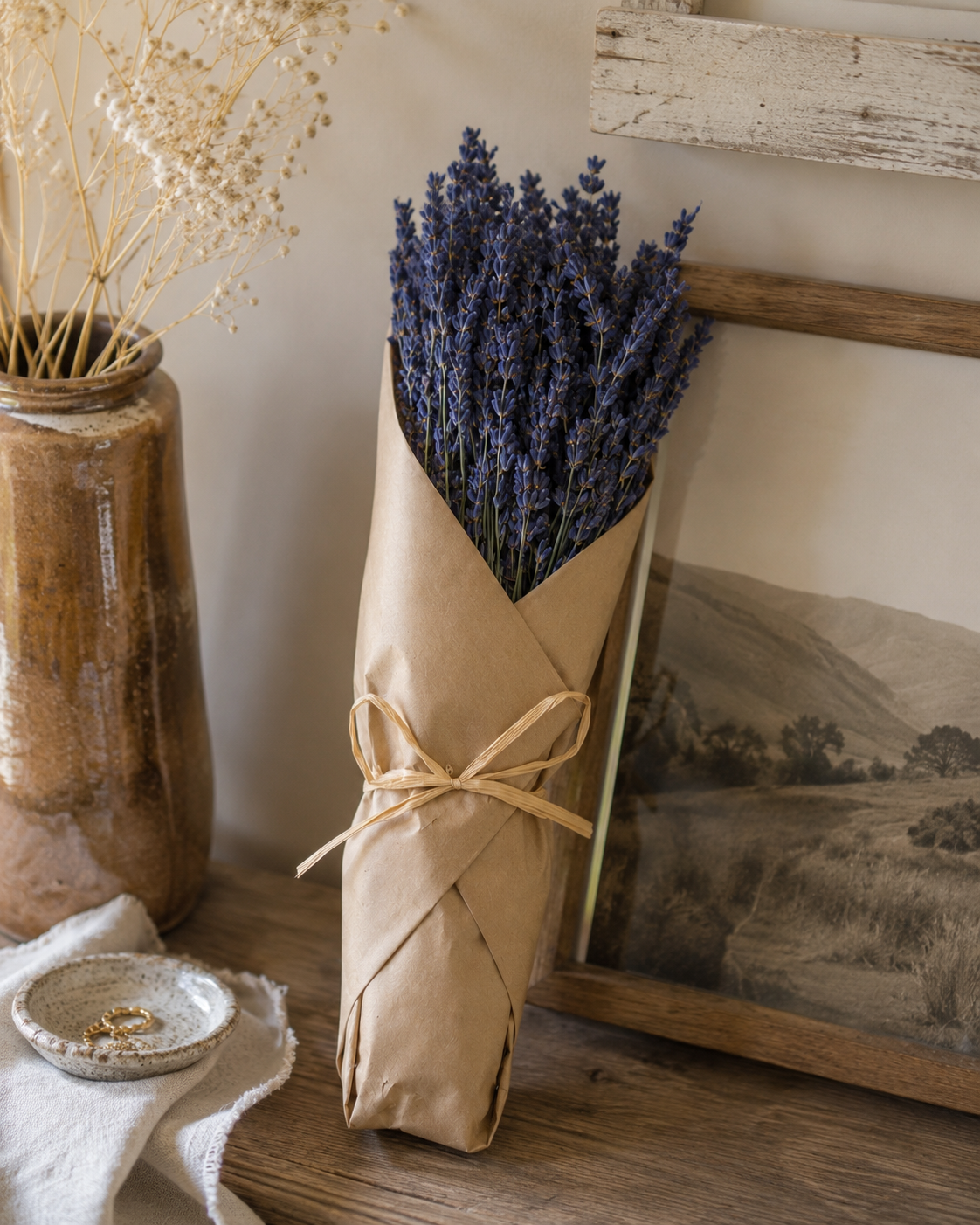 Dried Lavender Bundle – Lavender Gift for Her, Hand Wrapped California Lavender Bouquet