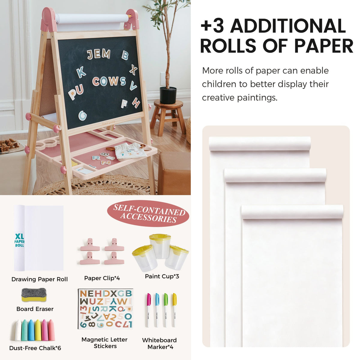 Tiny Land® Pink Magnitales Easel & Paper Roll Set by Tiny Land INC, product image 2