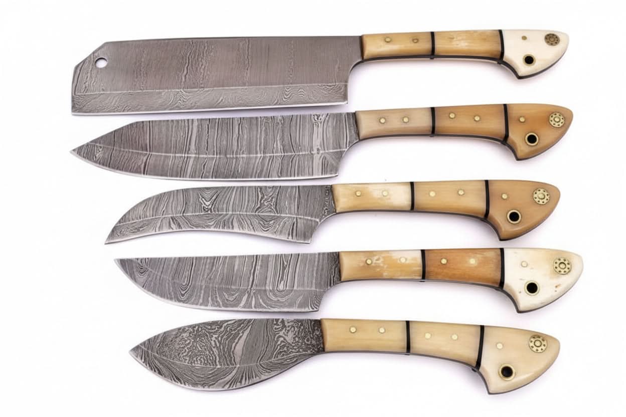 EST Custom Handmade Damascus Steel Beautiful 5Pcs. Kitch DK-0011