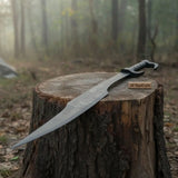 Handmade Fantasy Falchion Sword in Blackened Steel with Curved Blade
