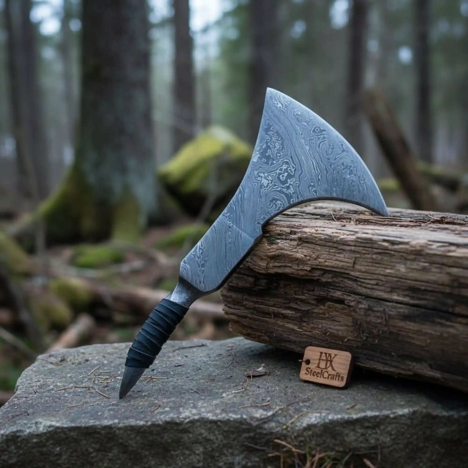 Custom Handmade Damascus Steel Tomhawk  Viking Axe Head 10