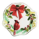 Cardinal & Wreath Fused Glass Christmas Plate