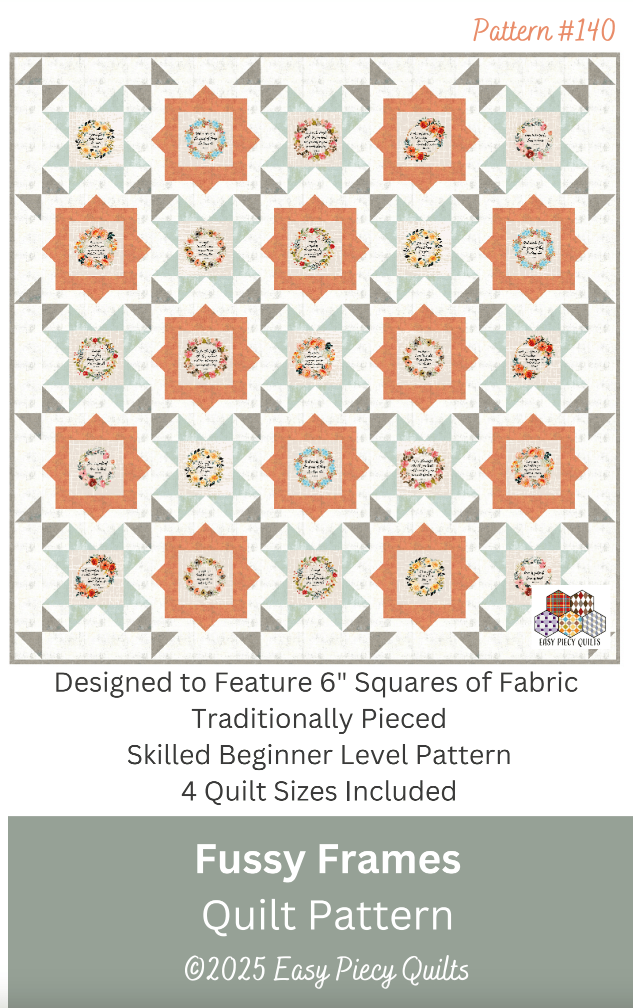 Fussy Frames Quilt Pattern - Paper Print Version