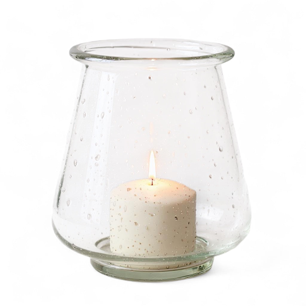 Speckled Bubble Glass Hurricane Vase