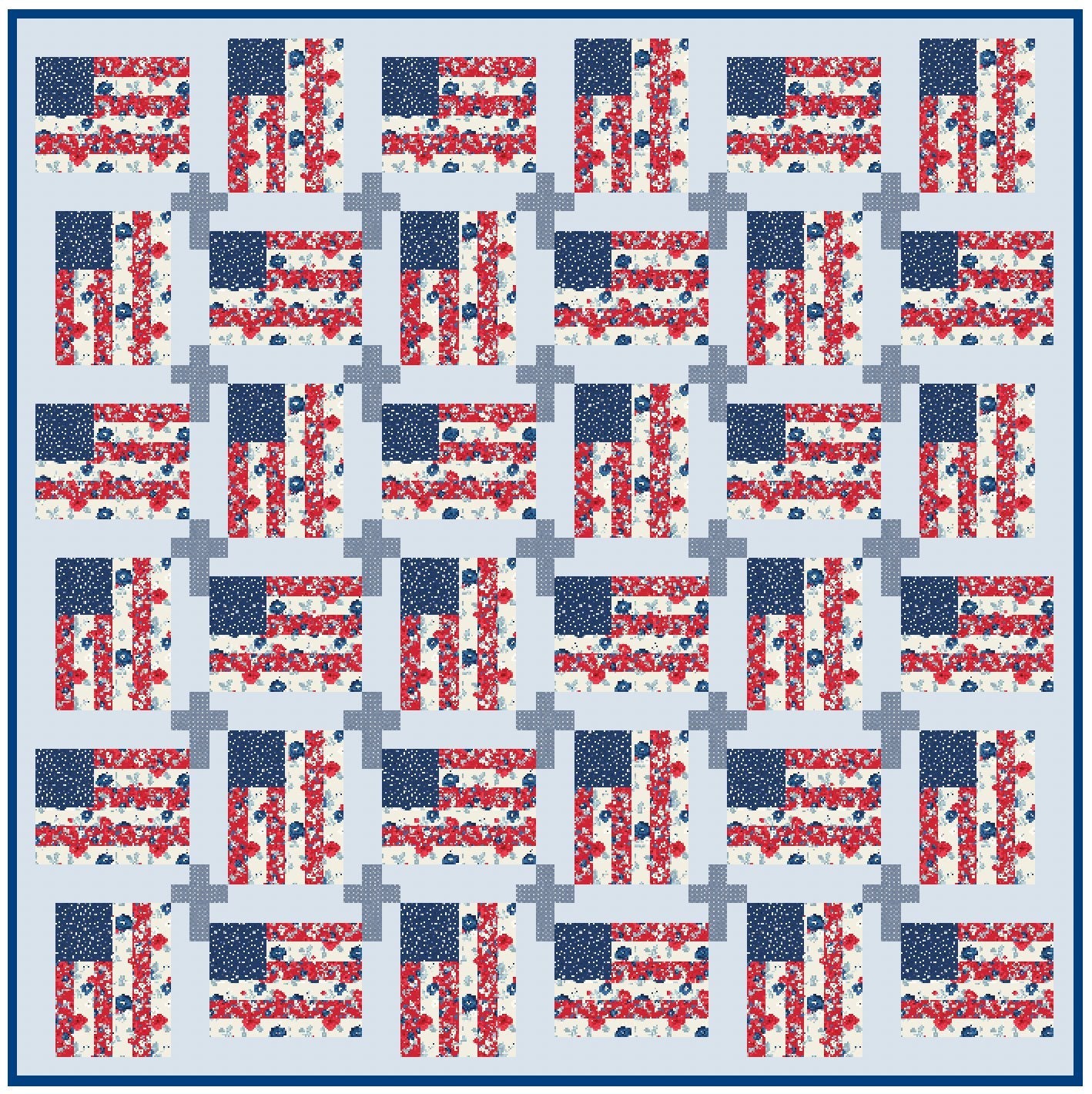 God And Country Quilt Pattern, Flag and Cross Pattern, Paper Print Version