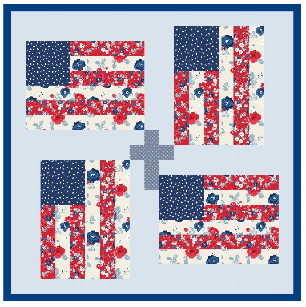 God And Country Quilt Pattern, Flag and Cross Pattern, Paper Print Version