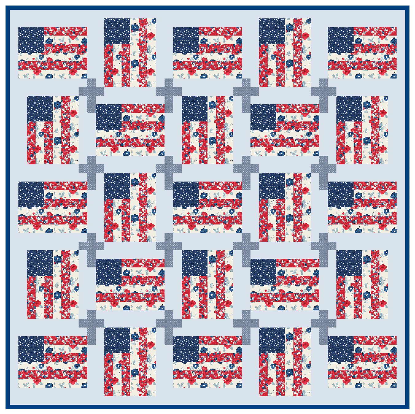 God And Country Quilt Pattern, Flag and Cross Pattern, Paper Print Version