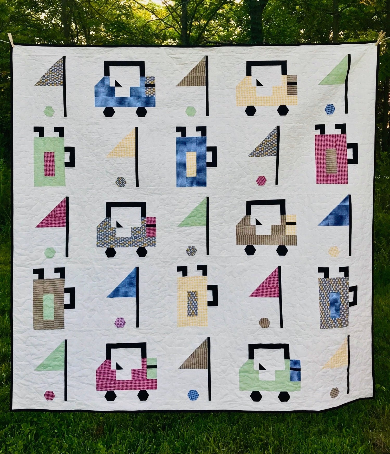 Golf Bags and Flags Quilt Pattern - PRINT PAPER VERSION