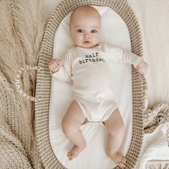 Half Birthday Organic Bodysuit Long Sleeve by Tenth & Pine, product image 3