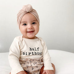 Half Birthday Organic Bodysuit Long Sleeve by Tenth & Pine, product image 2