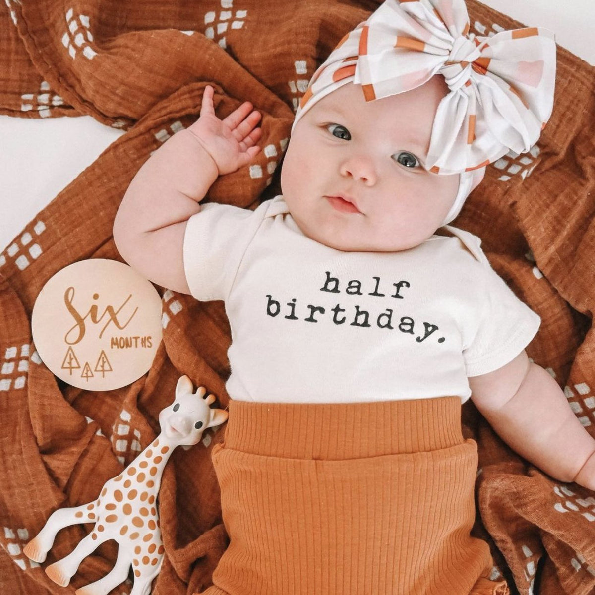 Half Birthday Organic Baby Bodysuit by Tenth & Pine, product image 5