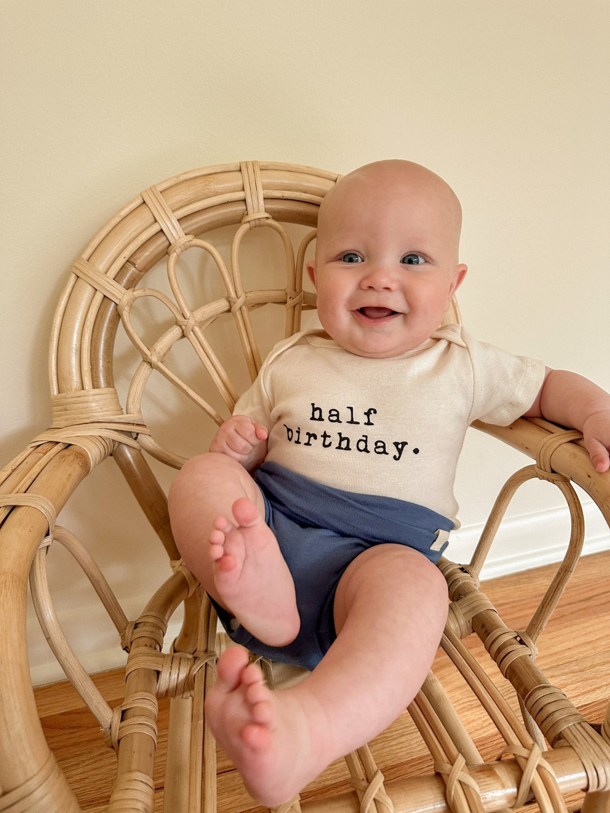 Half Birthday Organic Baby Bodysuit by Tenth & Pine, product image 8