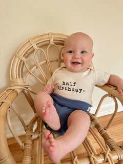 Half Birthday Organic Baby Bodysuit by Tenth & Pine, product image 8