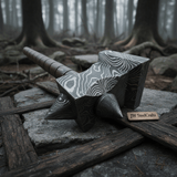 Darkforge Titan Hammer 8" Handmade Full Damascus Steel Collectible with Dual Spikes