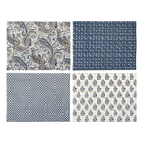 Handmade Blue Paisley Print Recycled Wrapping Paper Sheets