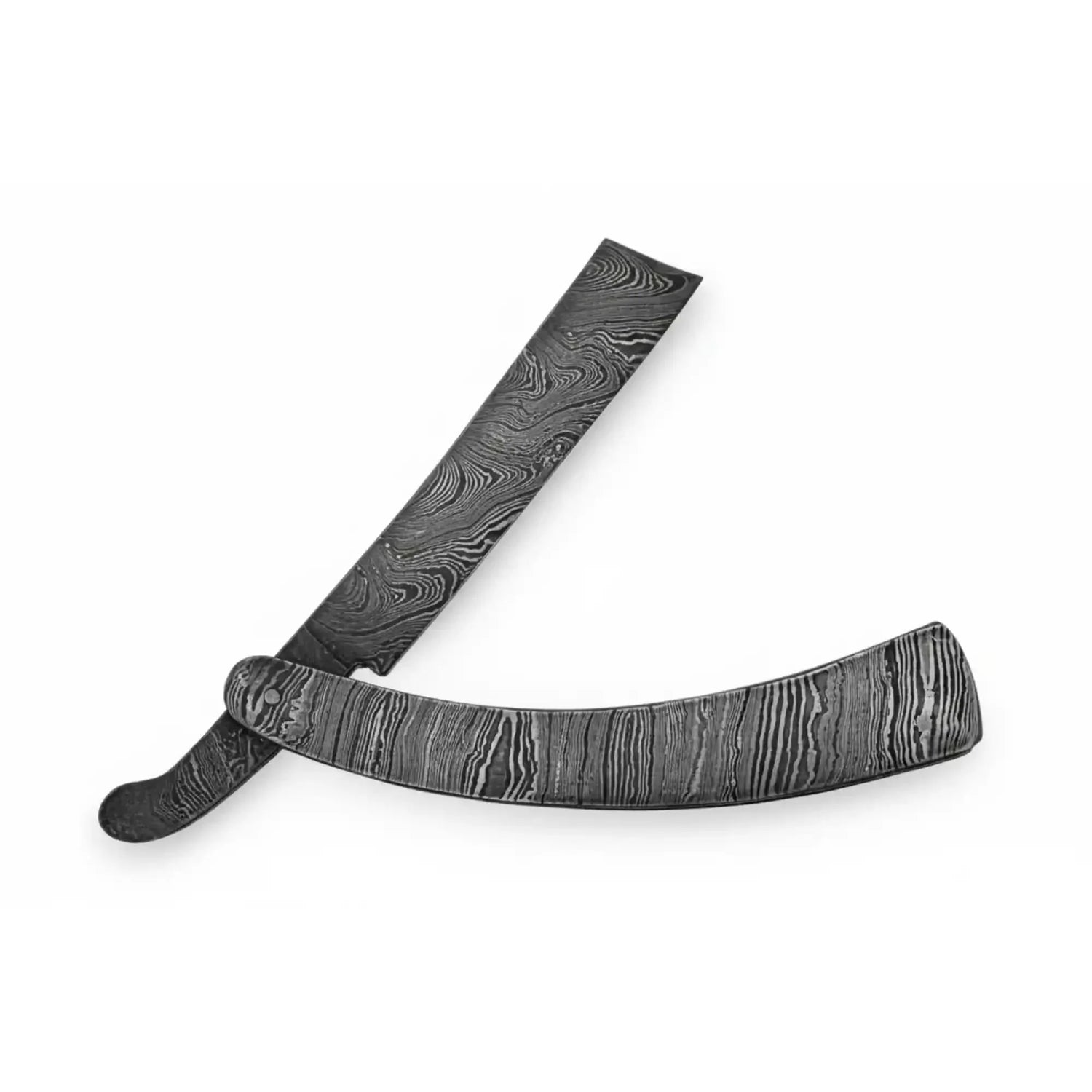 Handmade Damascus Steel Sweeney Todd Style Straight Razor Barber Folding Razor with Leather Sheath
