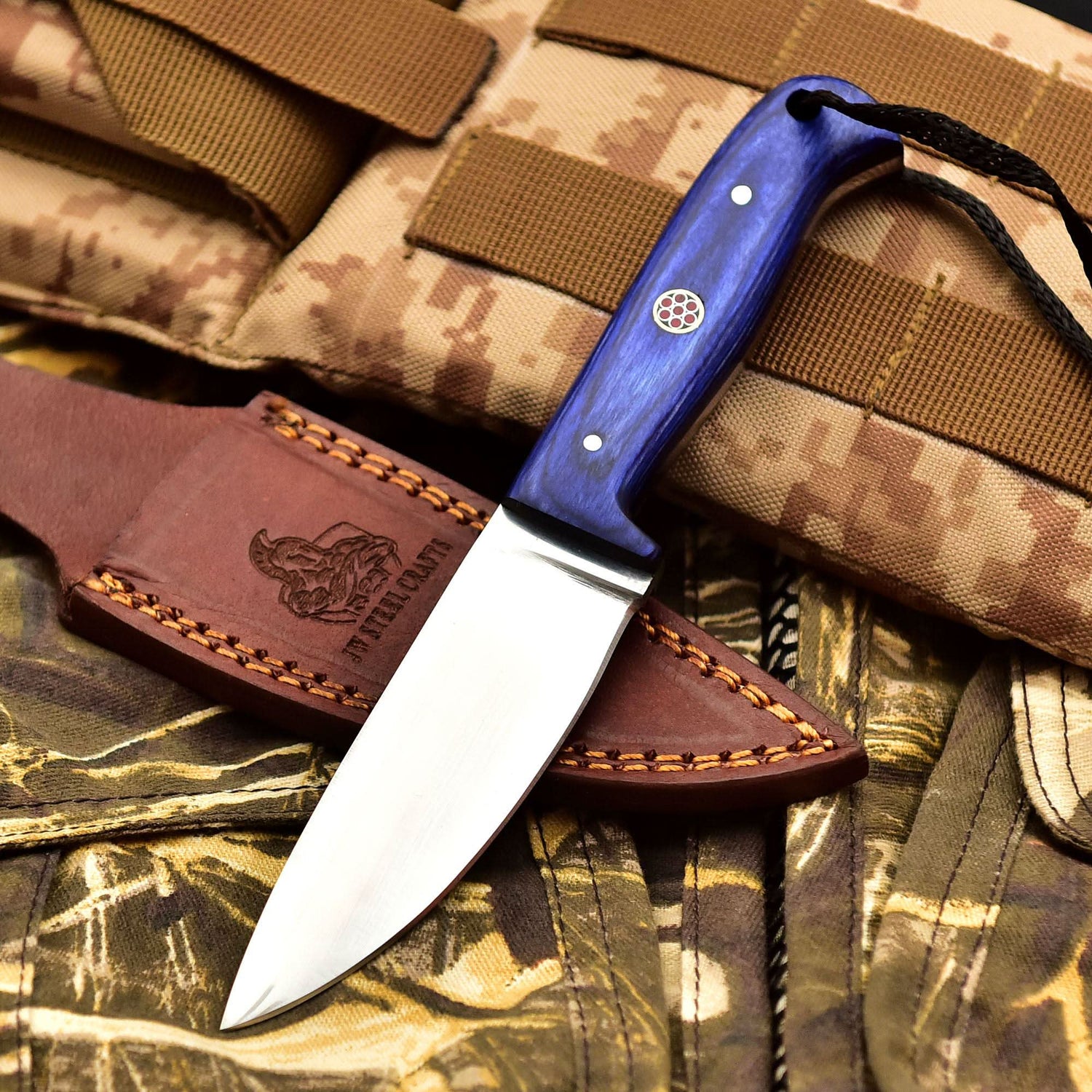 Handmade Fixed Blade Stainless Steel Skinning Hunting Knife 8