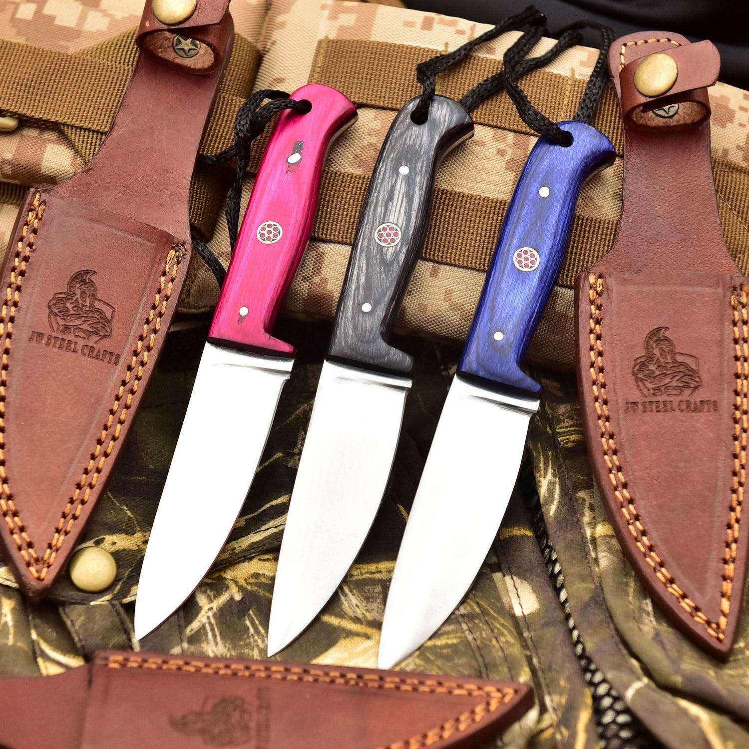 Handmade Fixed Blade Stainless Steel Skinning Hunting Knife 8