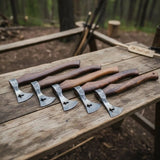 Cross Cutout Hatchet Set of Five with Two Tone Forged Heads