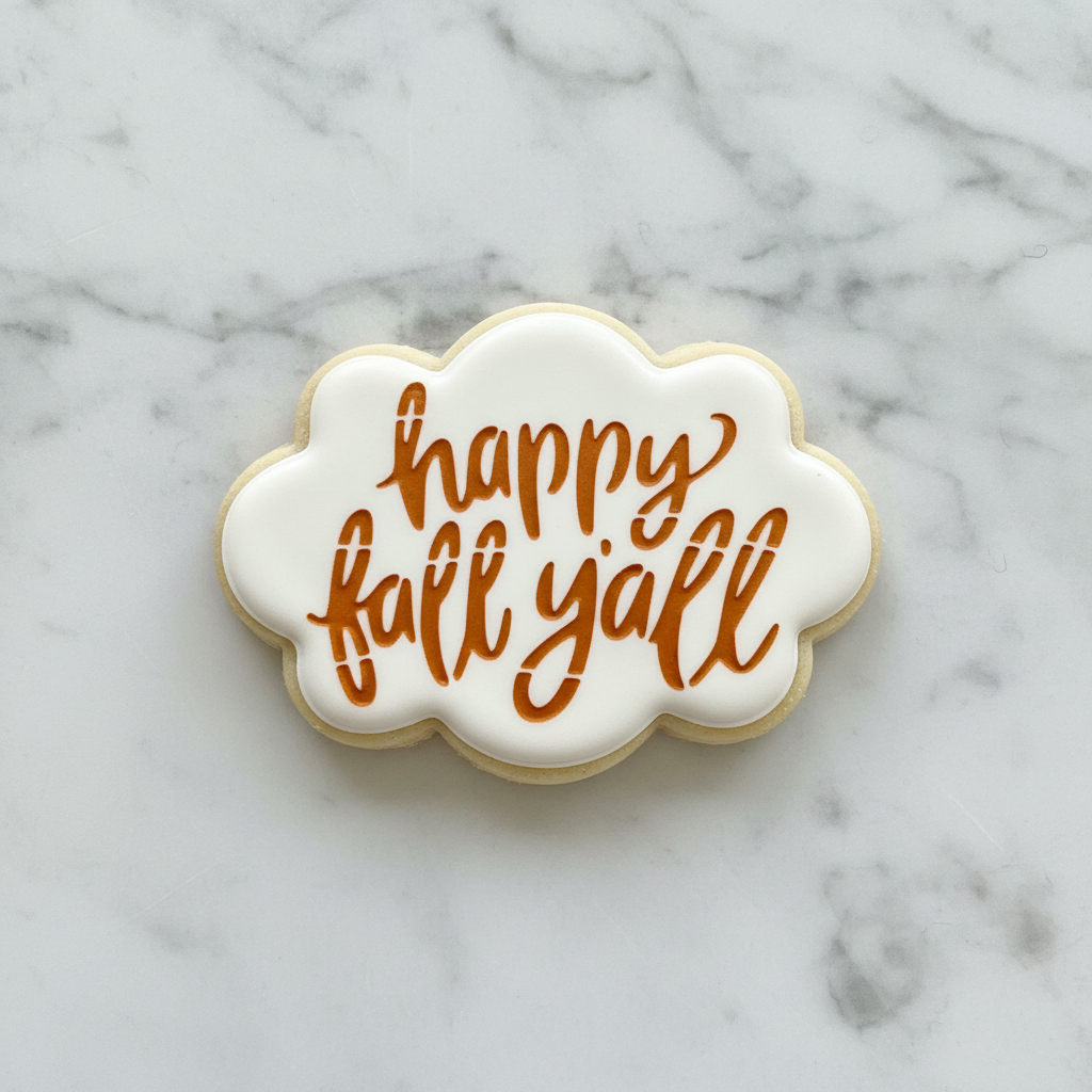 Happy Fall Yall Script Cookie Stencil