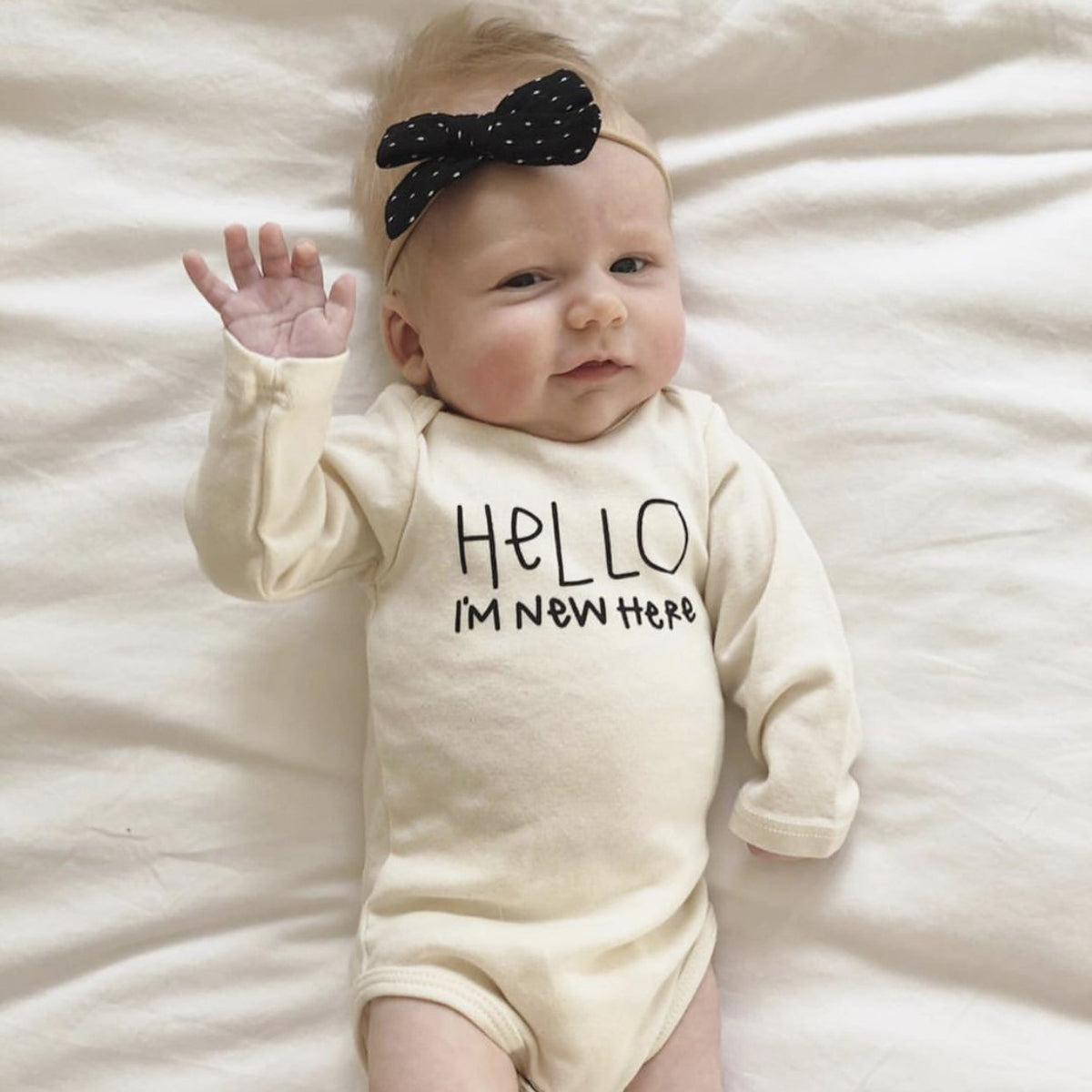 Hello I'm New Here Organic Bodysuit Long Sleeve by Tenth & Pine, product image 9