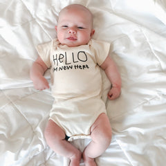 Hello I'm New Here Organic Baby Bodysuit by Tenth & Pine, product image 4