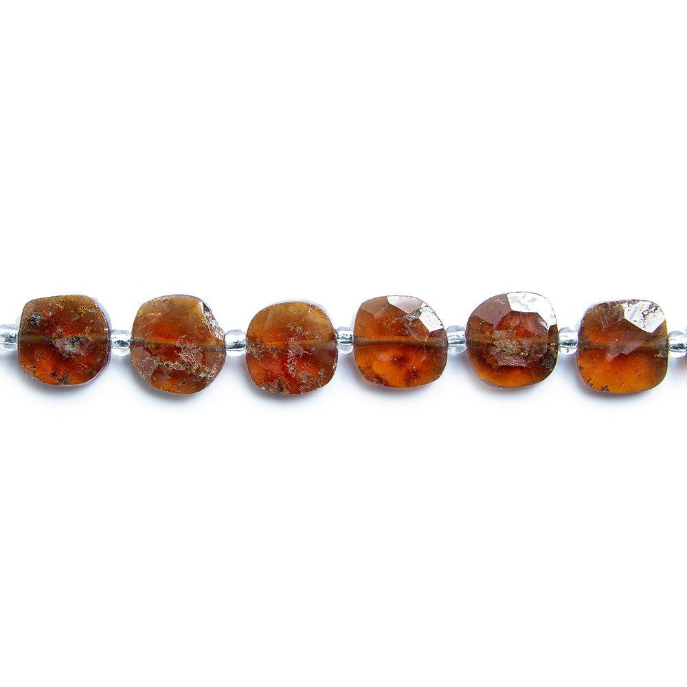 Hessonite Garnet faceted pillow beads 14 inch 37 pieces 7.5x7.5mm average