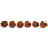 Hessonite Garnet faceted pillow beads 14 inch 37 pieces 7.5x7.5mm average