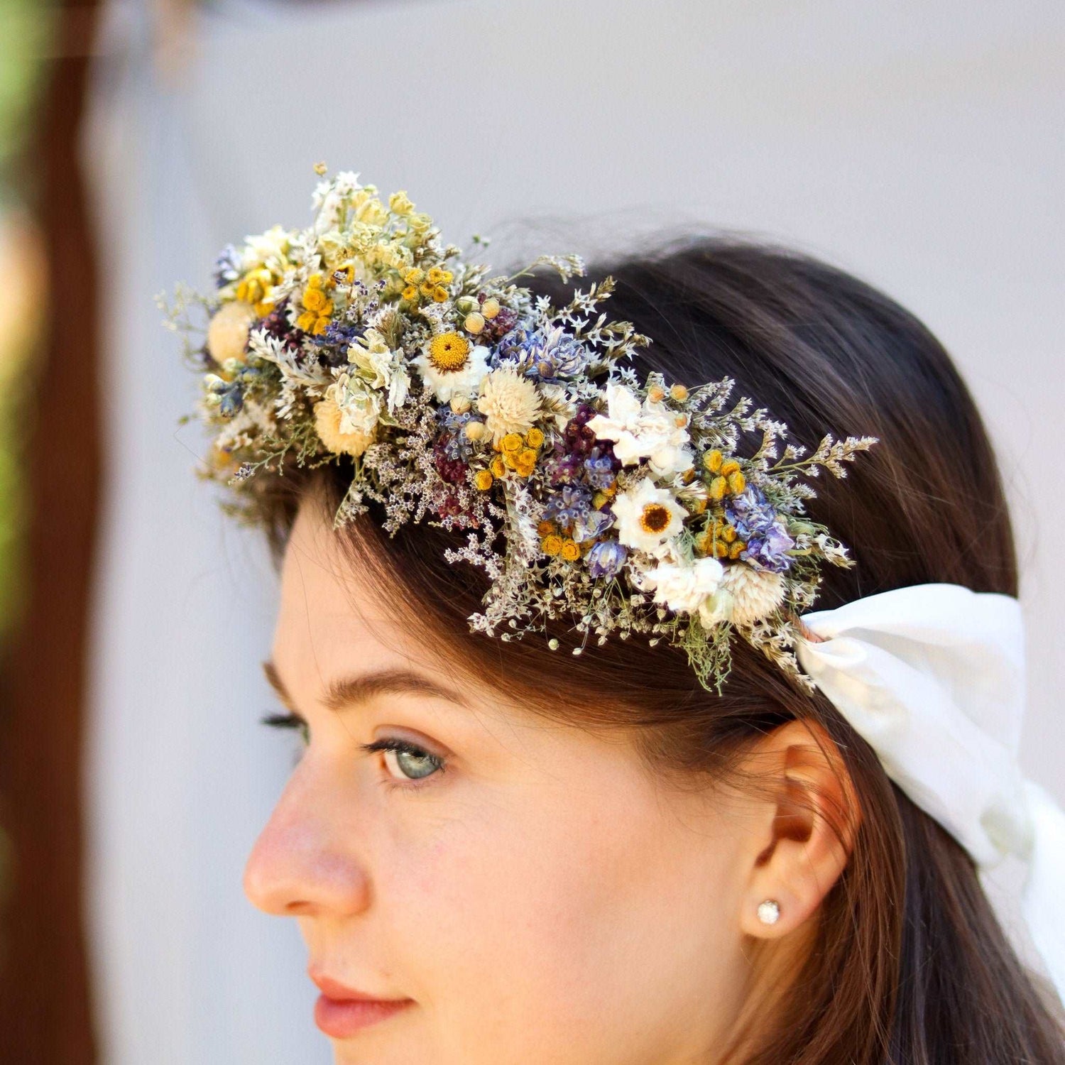 Dried Flower Bouquet with Eucalyptus, Yarrow and Lavender Dried Bridal bouquet