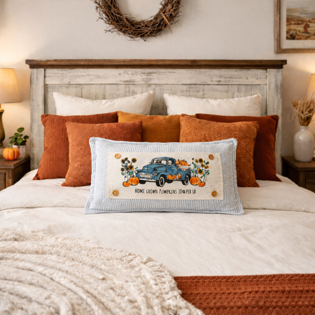 PANEL ONLY: RECTANGLE Fall, Autumn,  Father's Day Dad Thanksgiving, Country Farm, Rustic; VINTAGE PUMPKIN TRUCK