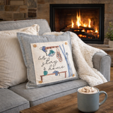 PANEL ONLY: 
SQUARE Holiday Panel: Christmas Family Winter Tradition Hot Cocoa Snow Wonderland Iceskates Snow Skis Beanie Hat Snow Shoes Ski Poles  Entryway SKI BENCH