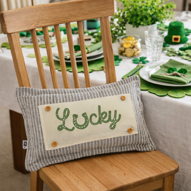 PANEL ONLY: RECTANGLE Holiday Spring, St. Patrick's Day, March 17th Leprechaun, Horse Shoe, Green, Irish, VINTAGE WORN LUCKY