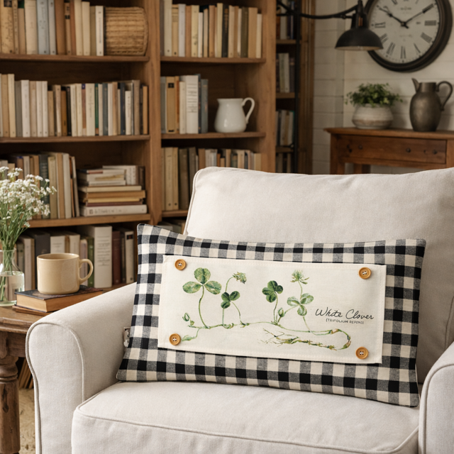 PANEL ONLY: RECTANGLE Botanical Shamrock St. Patrick's Farm Spring, Summer; WHITE CLOVER