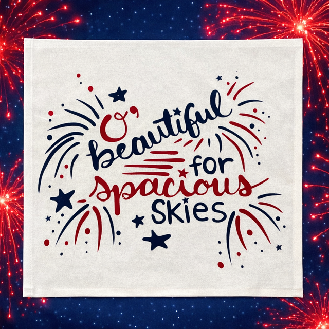 PANEL ONLY: SQUARE Summer Fall Spring Patriotic Military Veteran God Bless USA July 4th Sept 11 Remembrance Independence American Farmhouse America Hymn Song BEAUTIFUL FOR SPACIOUS SKIES