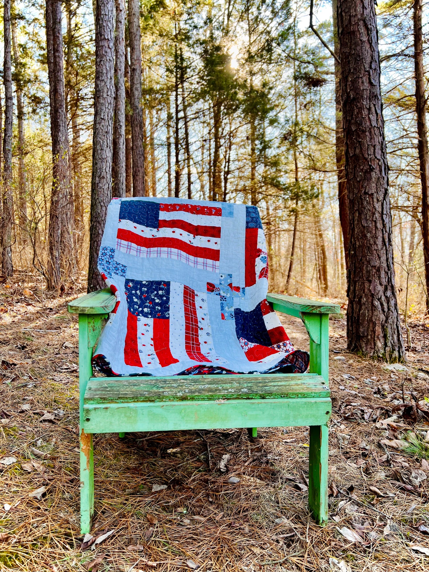 God And Country Quilt Pattern, Flag and Cross Pattern, Paper Print Version