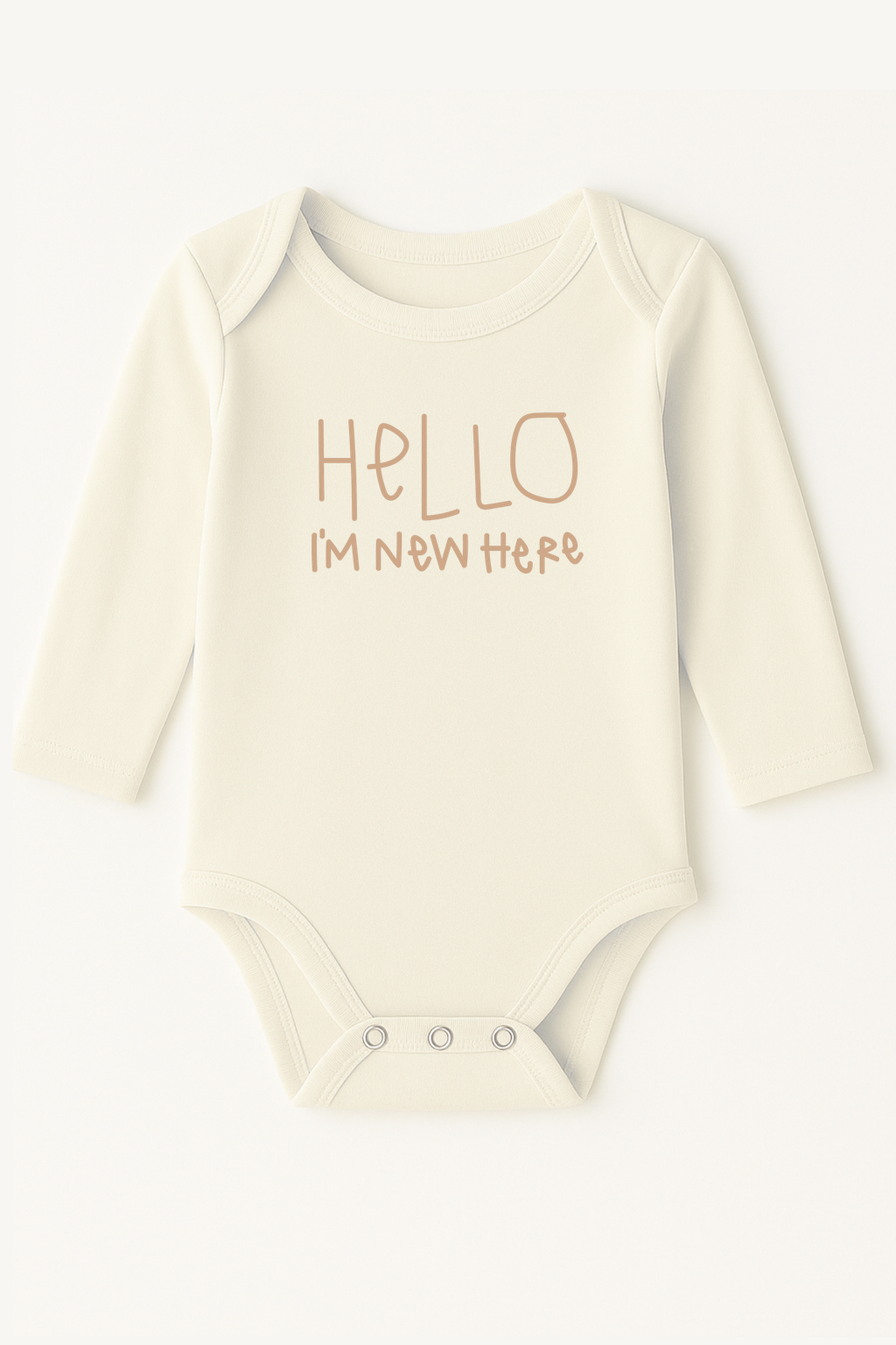 Hello I'm New Here Clay Organic Cotton Baby Bodysuit Long Sleeve by Tenth & Pine