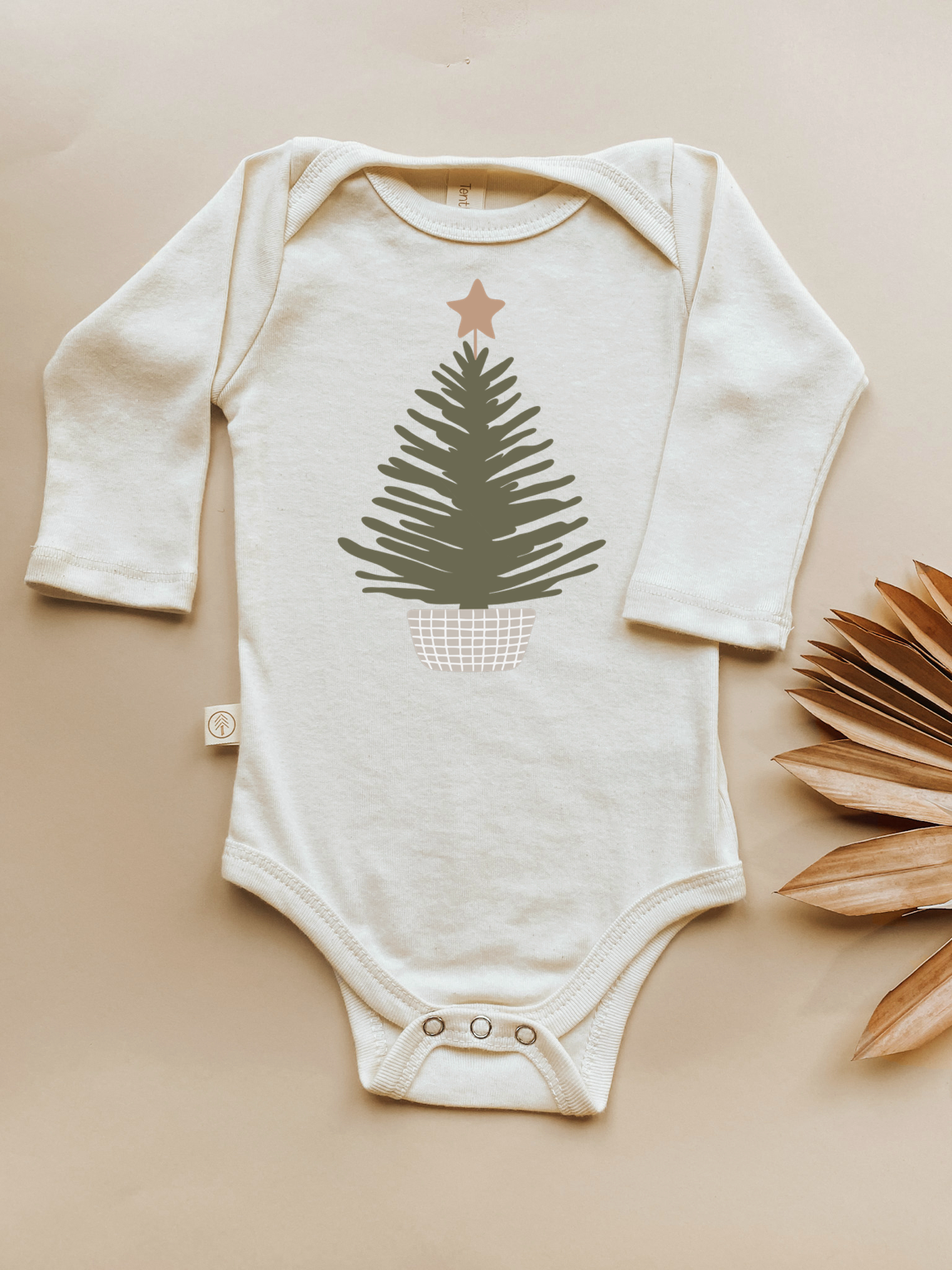 Holiday Tree Organic Baby Bodysuit Long Sleeve by Tenth & Pine, product image 3