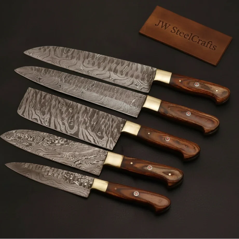 Custom Handmade Chef Knives Damascus Steel blades By JW SteelCrafts