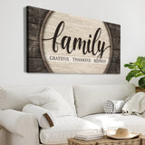 Grateful Thankful Blessed Family Sign