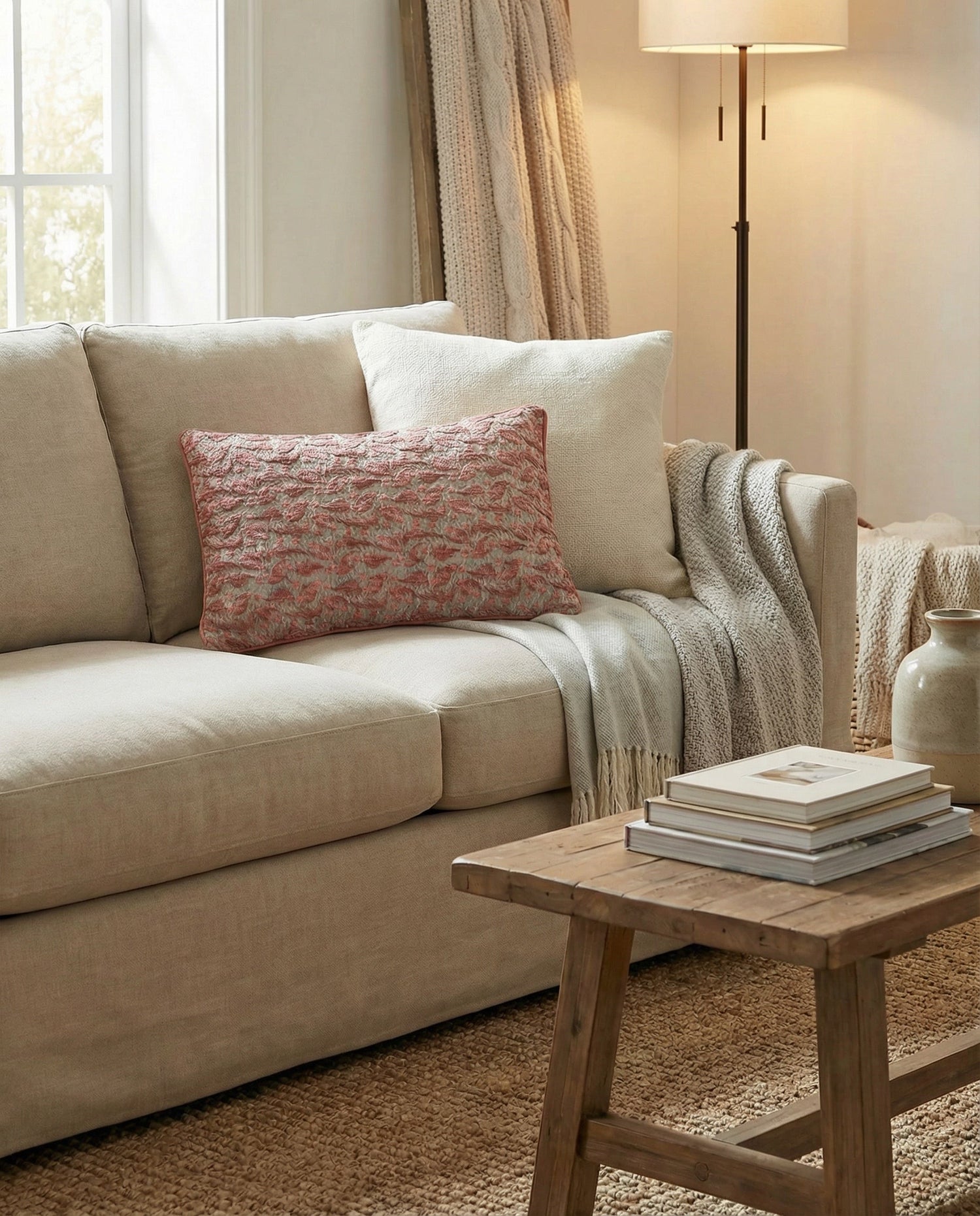 Textured Woven Pattern Lumbar Pillow