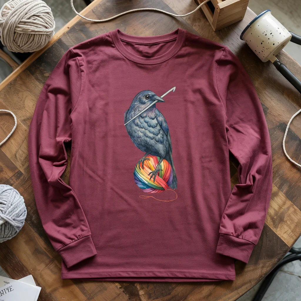 Crochet Crow Long Sleeve T-shirt