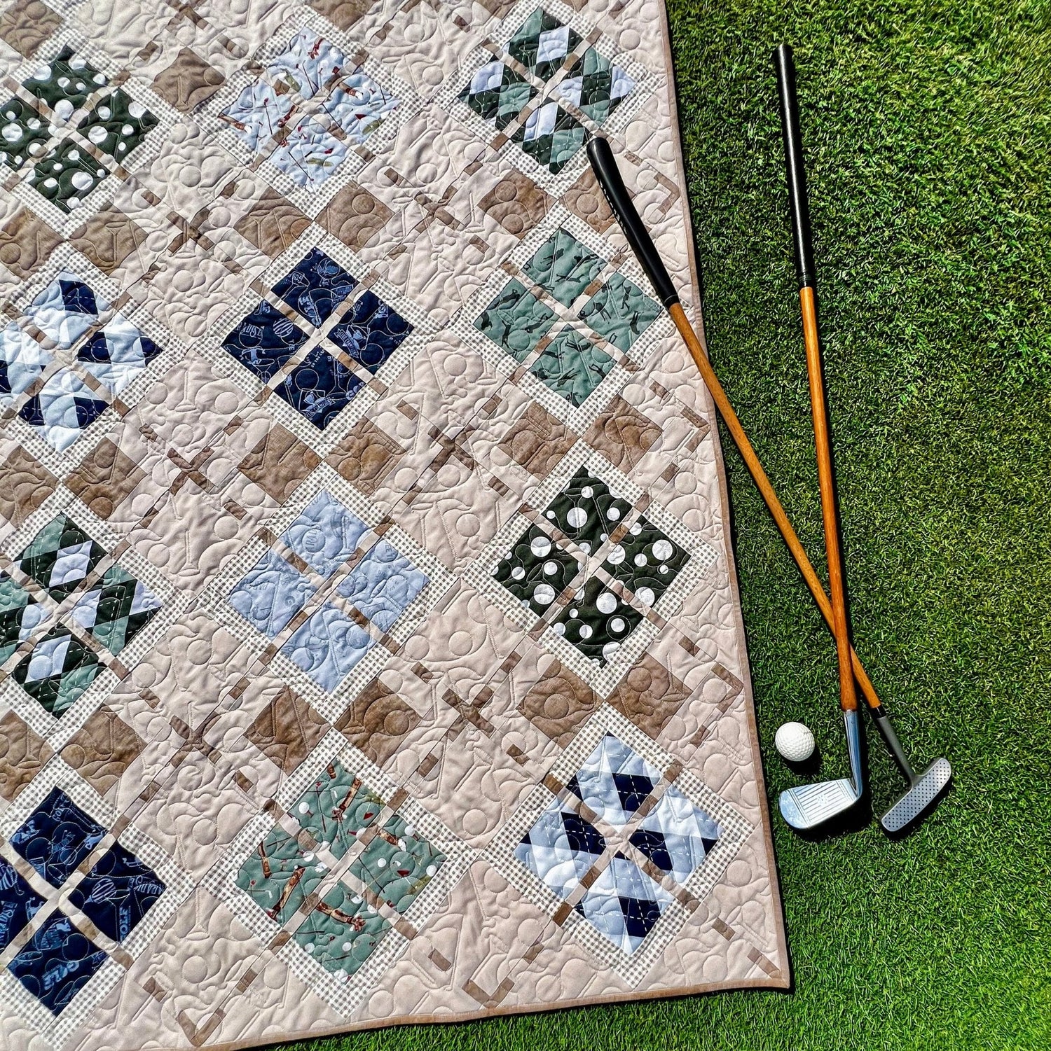 Match Play Argyle Golf Quilt Pattern - Paper Print Version