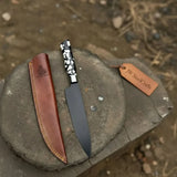 Black Blade Chef Knife Full Tang with Custom Handle & Leather Sheath