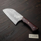 11-Inch Raindrop Damascus Chinese Vegetable Cleaver —  Rosewood Handle & Lanyard Hole