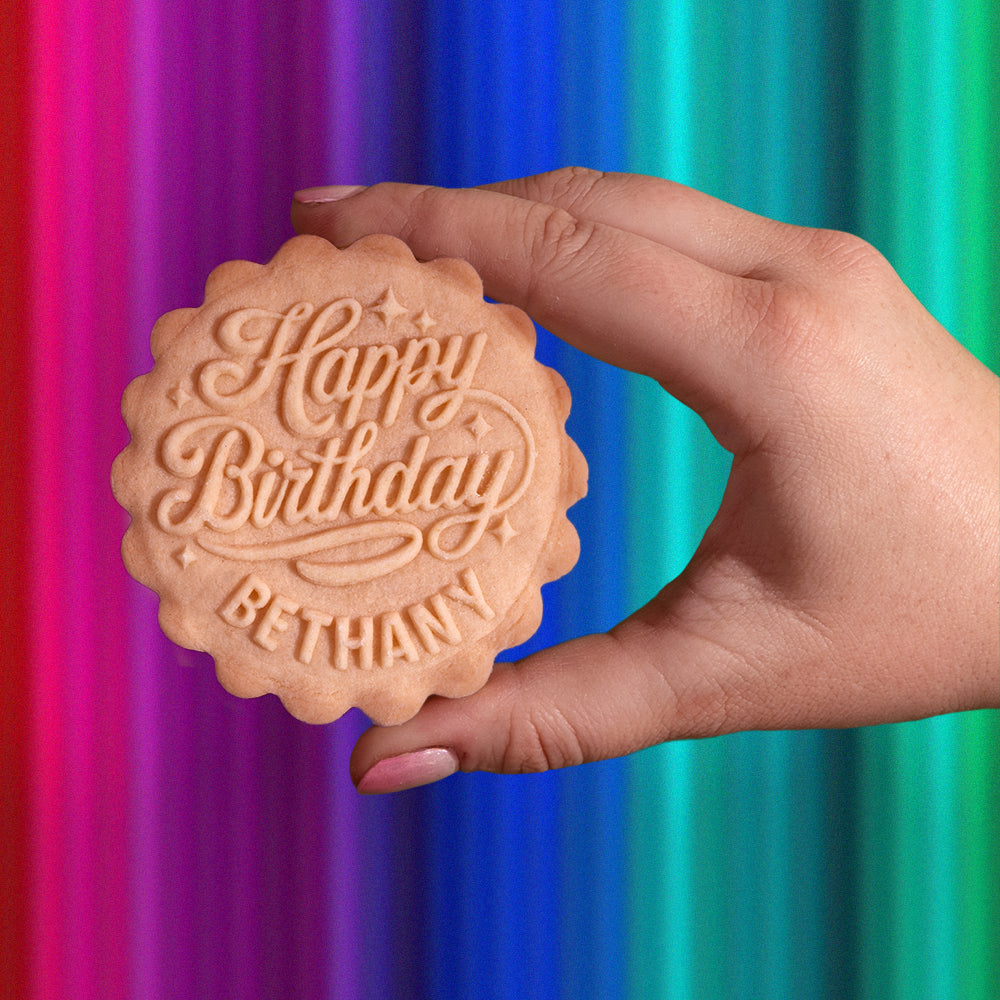 Embossed Birthday Cookie Press - Let's Celebrate