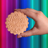 Embossed Birthday Cookie Press - "HBD" HAPPY BIRTHDAY
