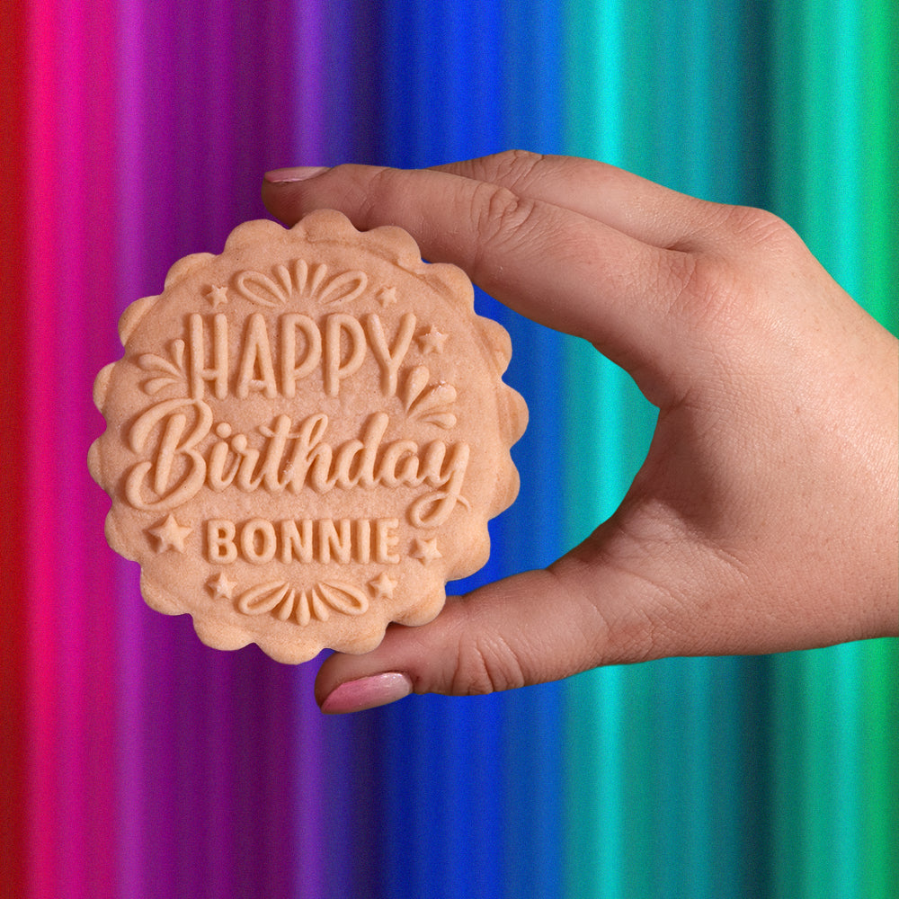 Embossed Birthday Cookie Press - Let's Celebrate
