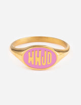 Pink Enamel WWJD Ring