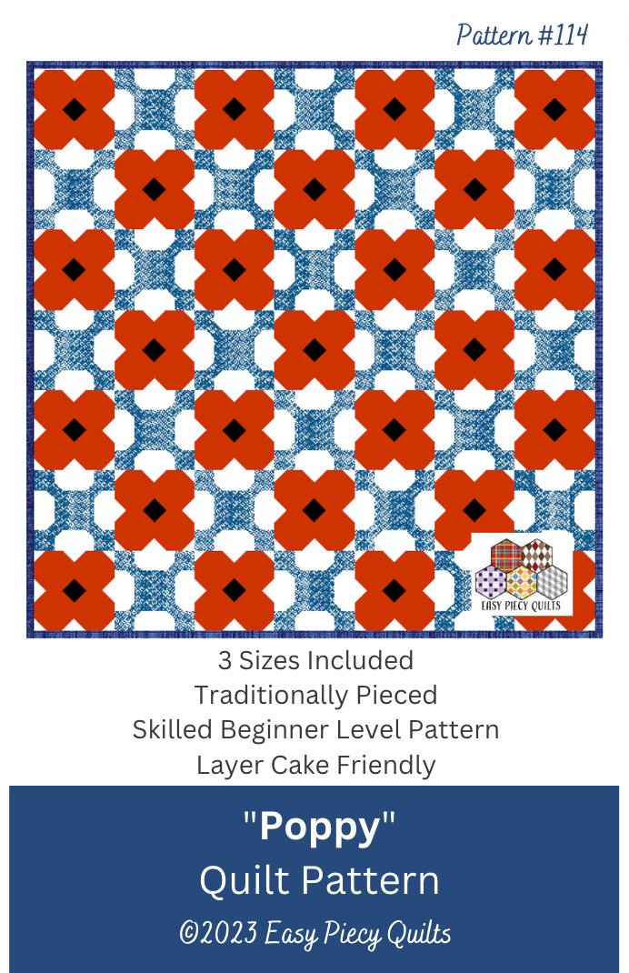 Poppy Quilt Pattern - Paper Print Version, Mailed